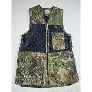 10X Mens Large Green Camo Hunting Vest Zip Front Shooting Outdoor Gear Field Pro